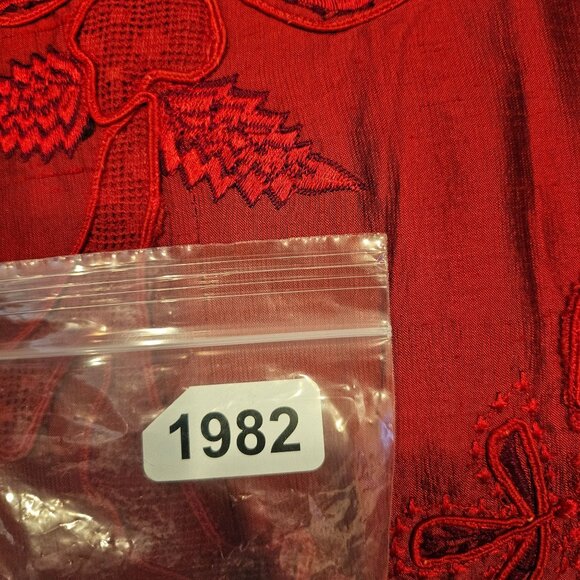 Chico's Womens m Silk Embroidered Red Jacket Coat Career Part Open Business - Picture 13 of 14